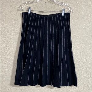 NWT Milano Black Knit Striped Pleated Skirt Size L